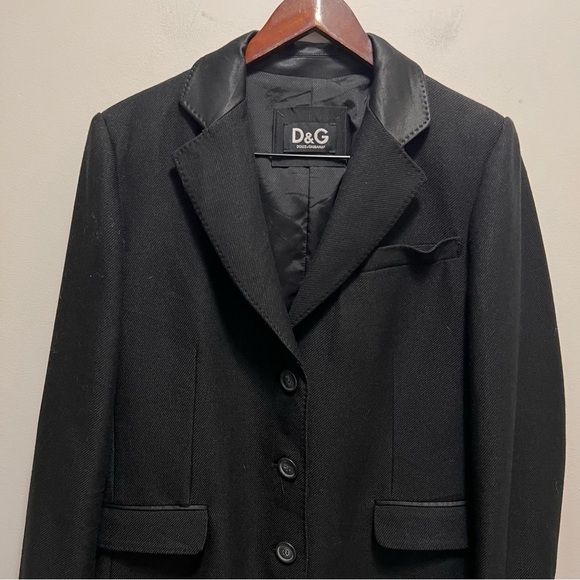 D&G Dolce & Gabbana Black Mohair Blend Trench Coat Size 46 - Picture 3 of 15